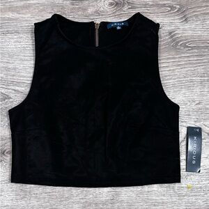 Kirious Vegan Leather Crop Top Sleeveless Black Snake Gold Back Zip Size S NWT